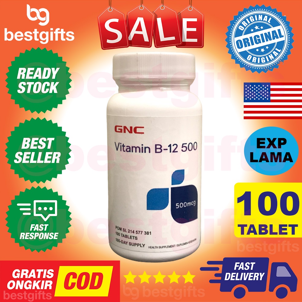 GNC VITAMIN B12 VIT B 12 COMPLEX KOMPLEKS 500 MG PEMBENTUKAN SEL DARAH MERAH FUNGSI SARAF ANEMIA 100 TABLET