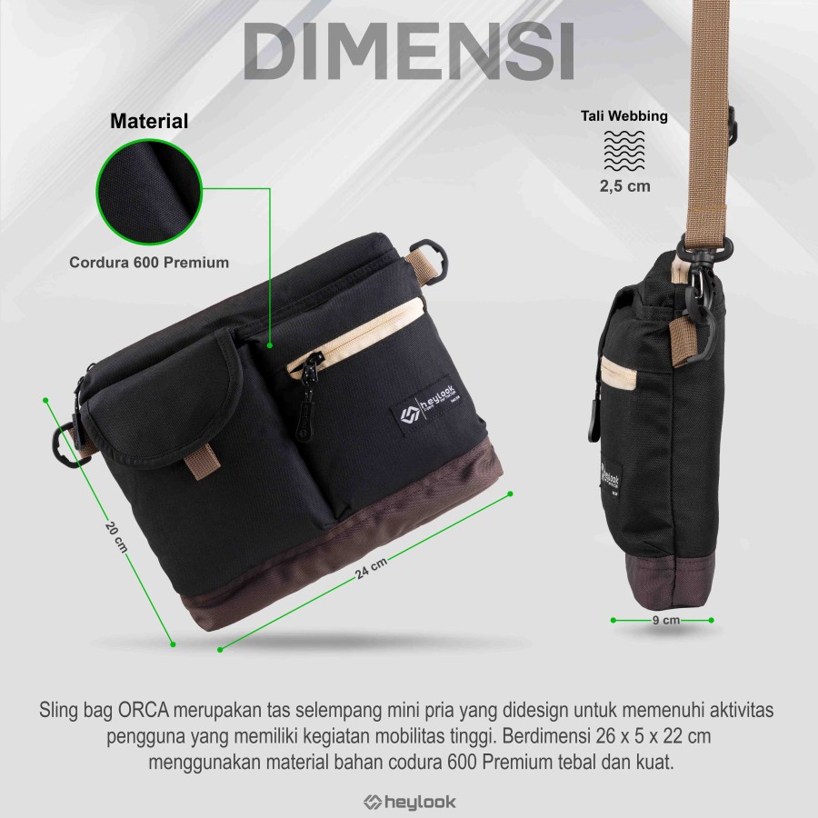 Tas Selempang Pria Terbaru Slingbag Orca Bahan Cordura Tas Selempang Distro Gadget HP Kamera Premium Kuat Awet