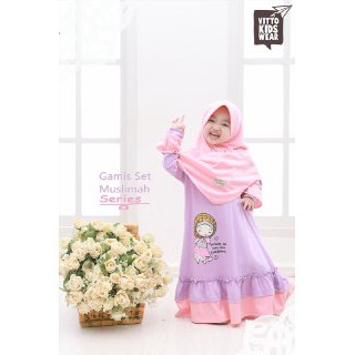 Gamis Kaos set Jilbab Masker Muslimah Series Vitto