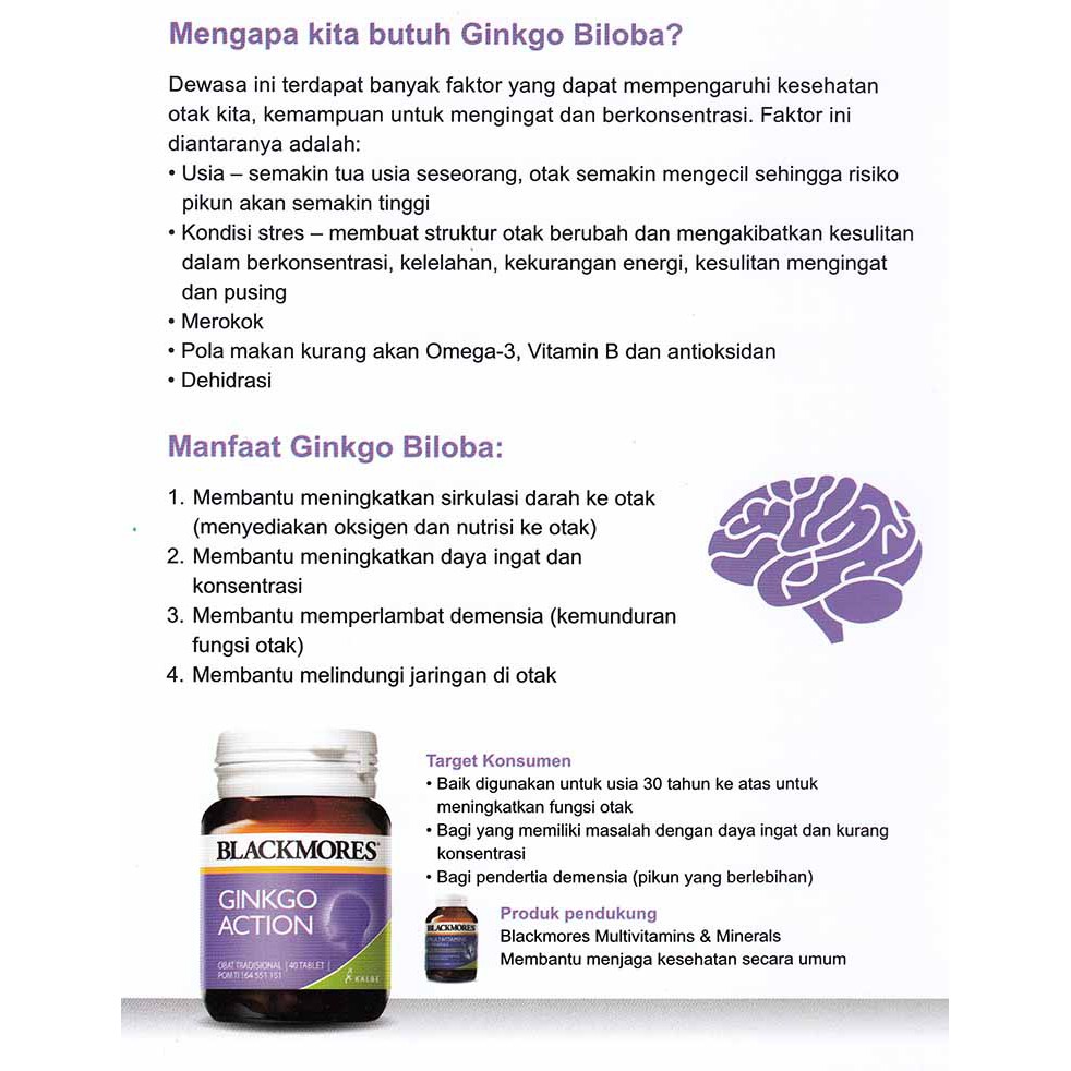 BLACKMORES GINKGO RECALL GINKGO ACTION - Ginkgo Biloba untuk Otak- 30 tablet