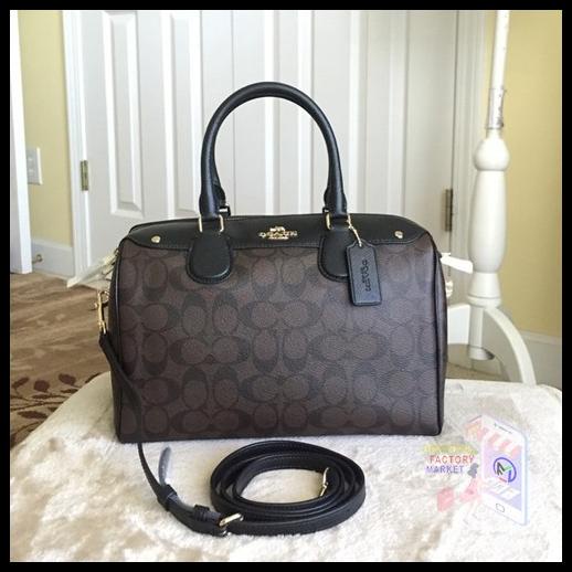 Bag Canvas - Tas Coach 58312 Mini Bennet Satchel Signature Canvas Mahogany Original