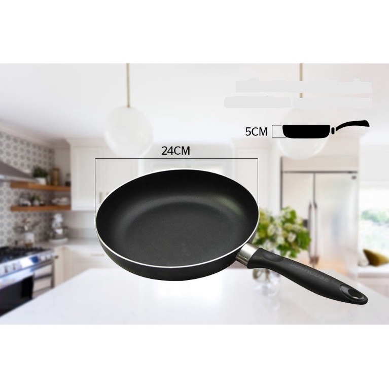 Sunhouse CT24 Plain Frypan Anti Lengket Hitam 24 cm 1 Pcs