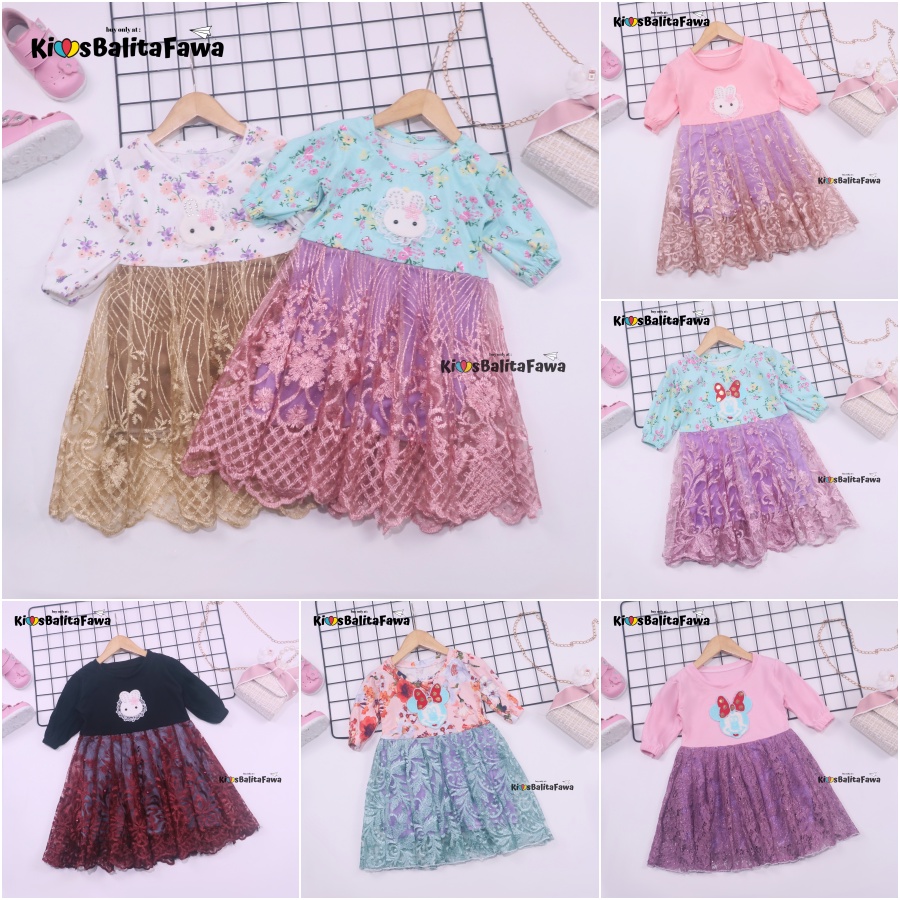 Dress Rara uk 1-3 Tahun / Gaun Brukat Pesta Import Premium Baju Cewek Dres Brokat Anak Perempuan