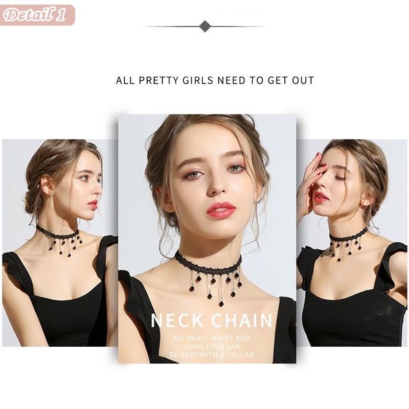 Kalung Wanita Choker Hitam Aksesoris Fashion Wanita