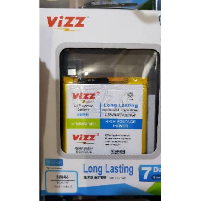 Vizz Baterai  Original VIZZ Bm46 Redmi Note3  double power xiomi NOTE3 / Note 3 pro