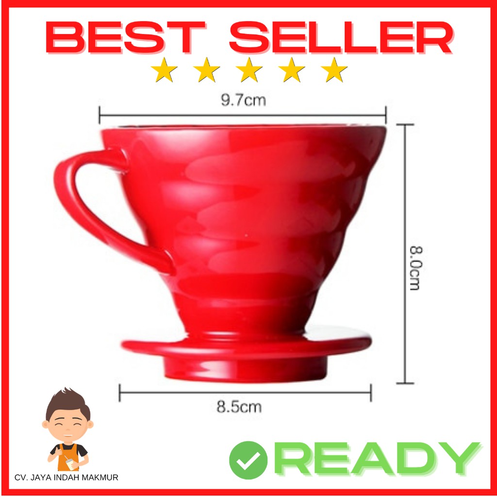 V60 Dripper Ceramic Coffee Filter Glass Gelas Penyaring Kopi 1-2 cups - Ceramic PUTIH