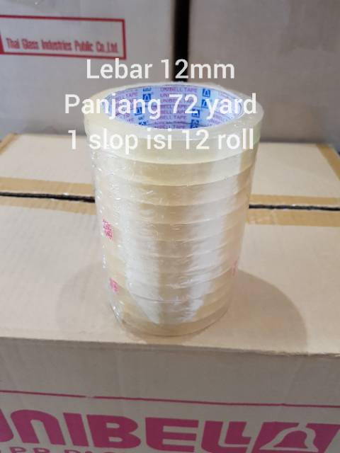 SELOTIF SOLATIF / ISOLASI KECIL 12MM X 72 YARD UNIBELL / 12 ROLL