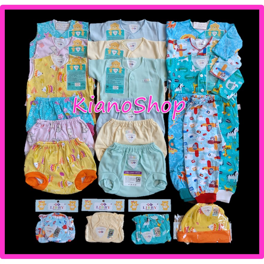  PAKET  BAJU  BAYI  BARU LAHIR NEWBORN  LIBBY  POLOS MOTIF BAJU  