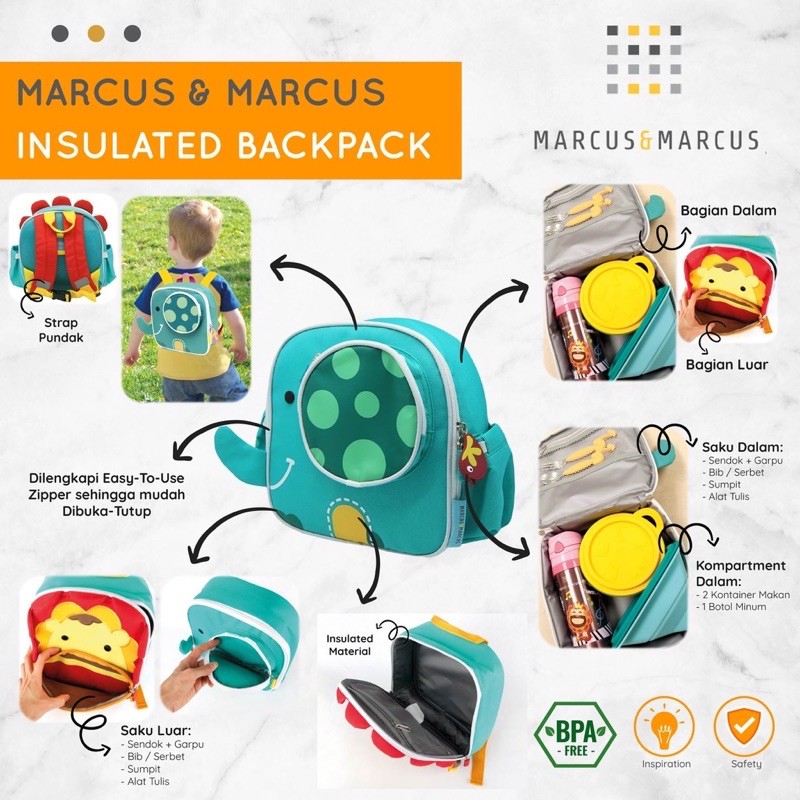 Marcus and Marcus Insulated Lunch Bag/Tas anak