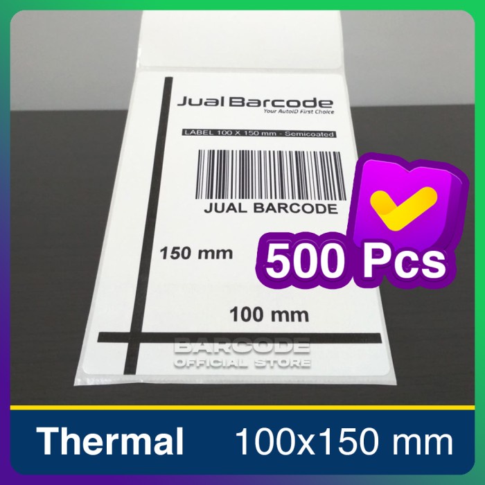 

PEREKAT-PENGIKAT- LABEL BARCODE 100 X 150 MM KERTAS STICKER DIRECT THERMAL 100X150 MM -PENGIKAT-