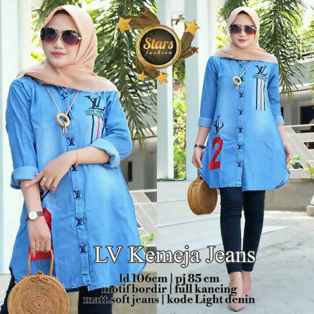 Tunik jeans LV , tunik jeans , tunik jeans murah