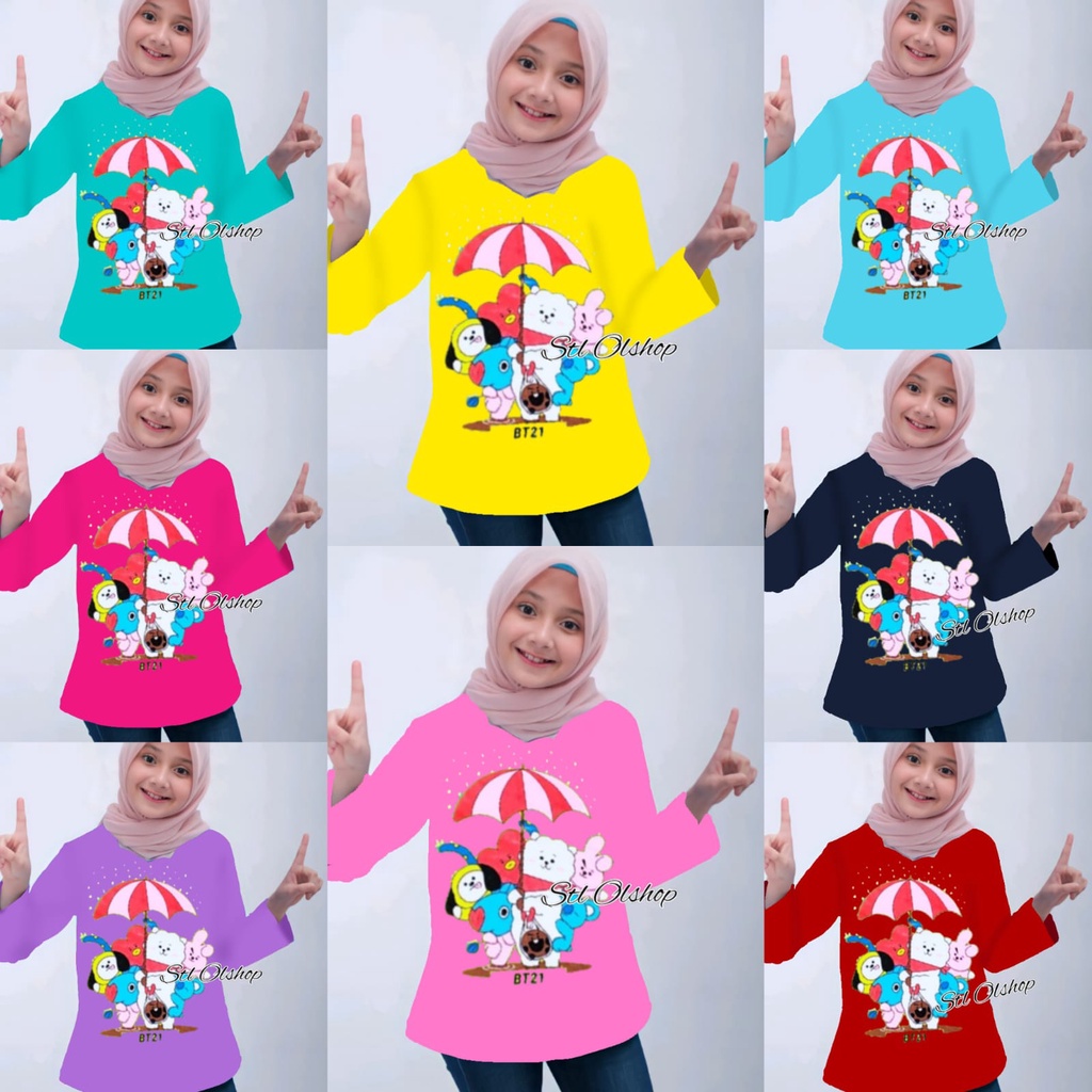 Kaos atasan payung Lengan panjang Anak perempuan murah 1-10 tahun