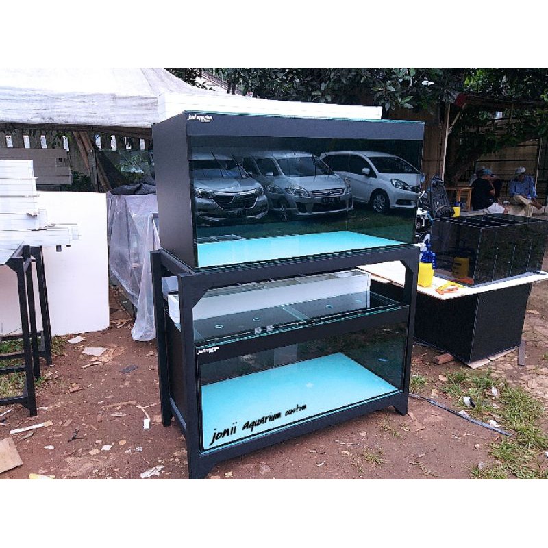 aquarium 120x60x60 10mm dan 120x60x50 10mm full stiker