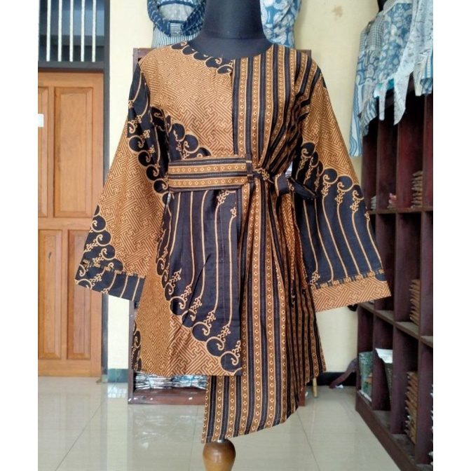 tey-17 Batik wanita ASJ SA HRB026 Kenongo Kemeja Tosca Pendek-Seno genji