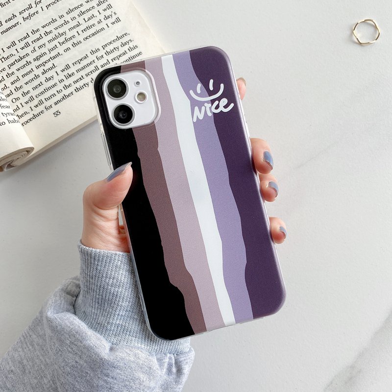 Nice Smile Black Rainbow Silicone Case OPPO A3S A31 A5 A9 A7 AS5 A12 A11K A5 A76 A33 F9 A52 A92 F11 A16 A54 A74 A95 A96 A36 4 5 6 6Z 7 8 C12 C15 C25 C31 C35 9i Cover