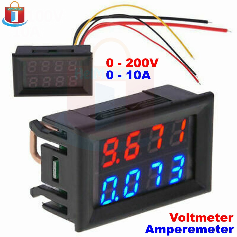 Dual Voltmeter Amperemeter Digital LED 4 bit 10A 200V 4 digit 0.28inch