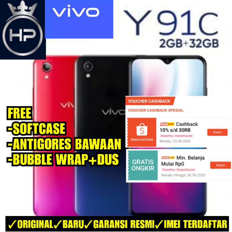 VIVO Y91C 2/32 RAM 2GB INTERMAL 32GB GARANSI RESMI