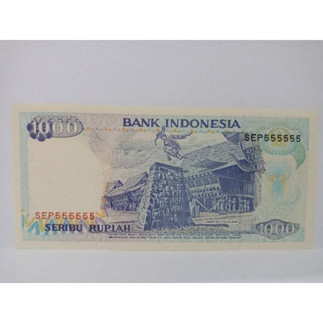 Uang kuno 1000 rupiah emisi 1992 seri cantik 555555