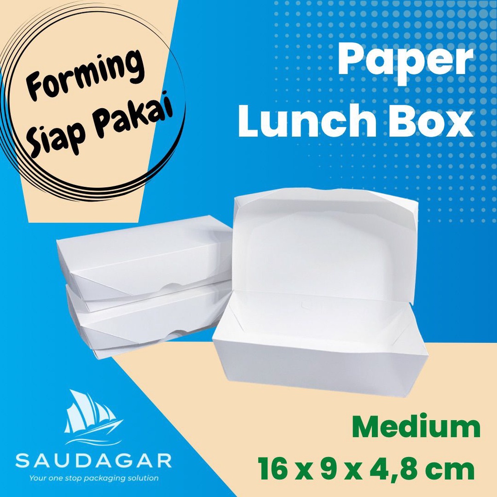 Paper lunch box small medium large warna putih dan coklat siap pakai