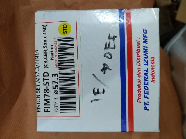 Piston seher set cb cbr sonic 150 supra gt 150 r std 50 100 150 200 250 300 pin 14 fim 78-3