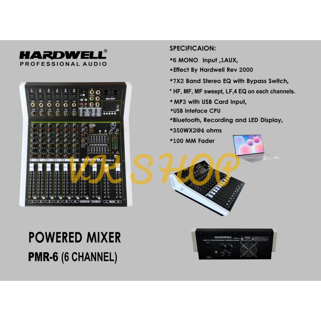 MURAH POWER MIXER HARDWELL PMR6 / PMR 6 6CH USB-BLUETOOTH GARANSI