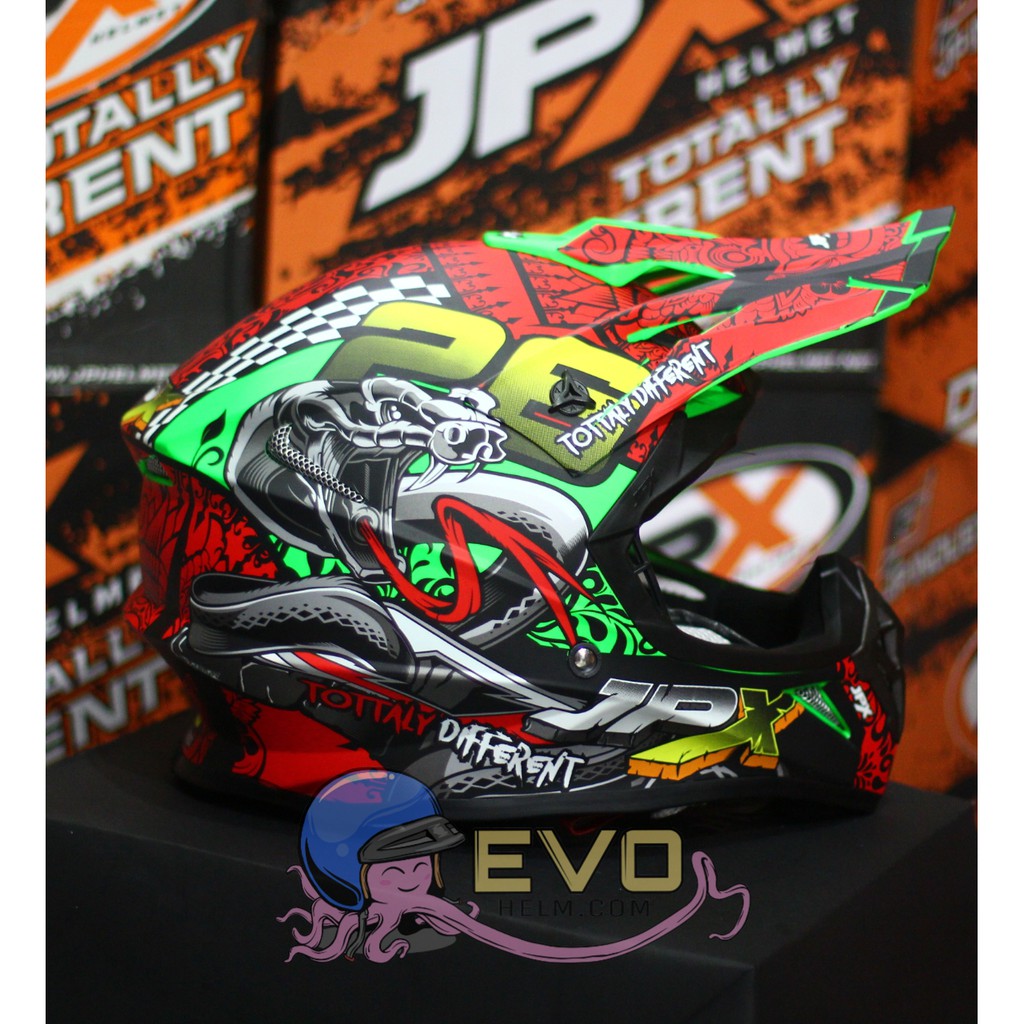 HELM JPX CROSS_FOX1 SERI X16 - FLUO GREEN DOFF + GOOGLE SNAIL (ONGKIR 2 KG) HELM JPX TERBARU