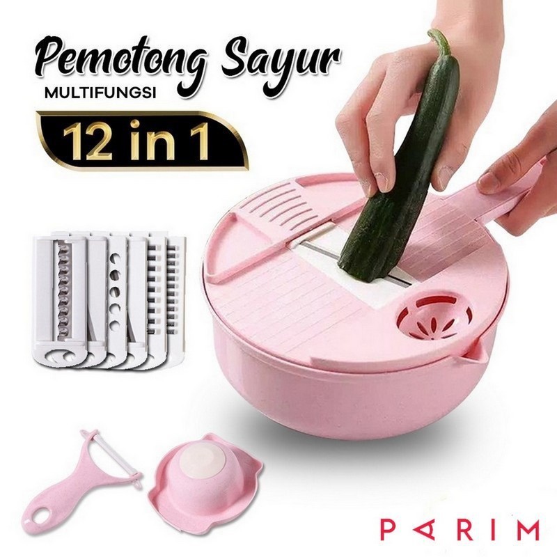 PARIM Alat Potong Kentang Sayur Multifungsi Pengiris Parutan Chopper Kitchen 12 In 1 PRM-123