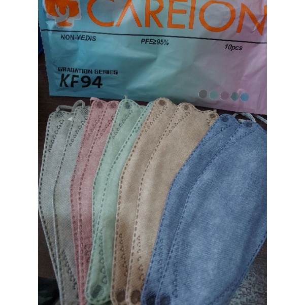 Masker Premium Kf94 Gradation Embos Careion mix Warna isi 10pcs