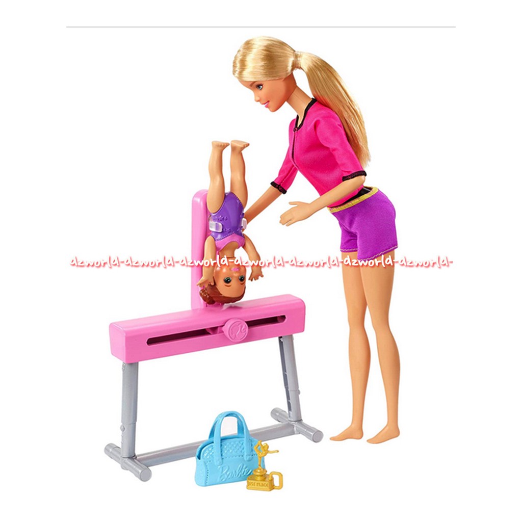 Barbie Gymnastics Coach Mainan Boneka Berbi Dengan Anak Pelatih Gym