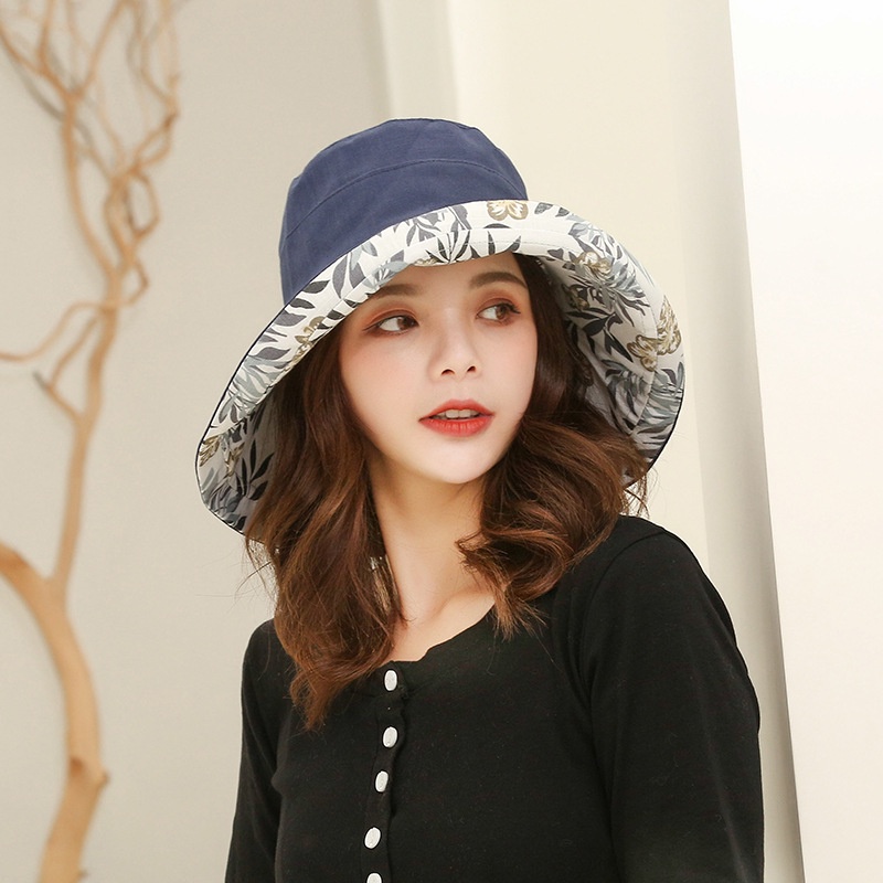 Topi Bucket Musim Panas Gaya Korea Model Sisi Ganda Anti Ultraviolet Untuk Wanita