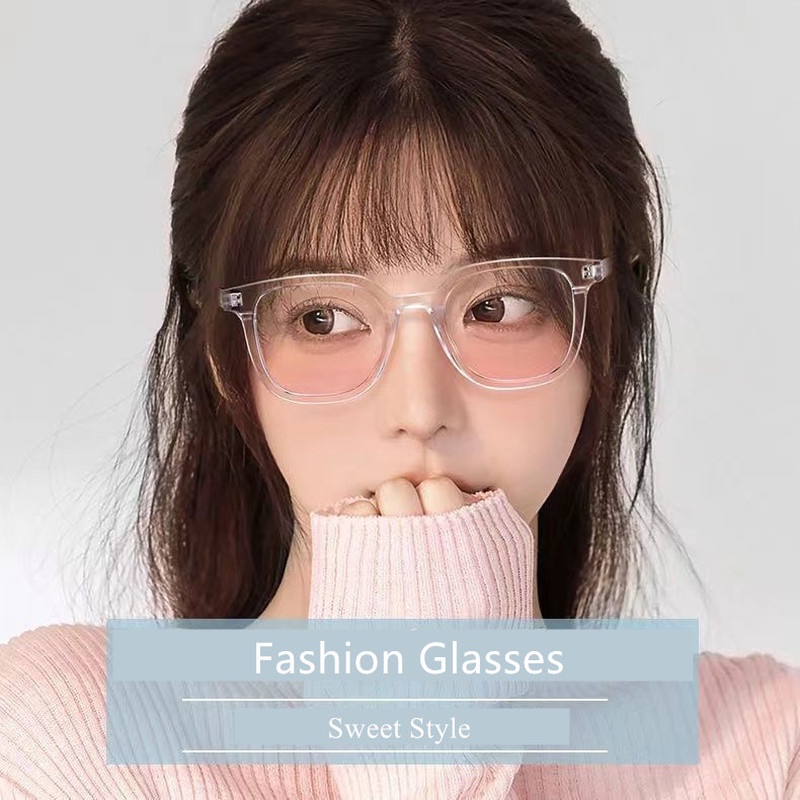 Papaozhu ins Fashion Pink Shade Lens Blush Sunglasses Untuk Wanita Perempuan Makeup Eyeglasses UV400 Eyewear