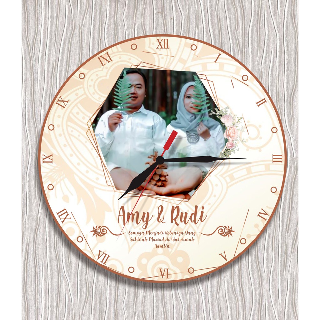 Jam Dinding Custom Happy Wedding Amy&Rudy