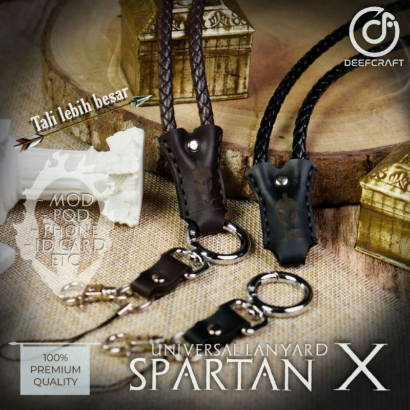 

New Upgrade Lanyard Vintage Braided Spartan X Free 3 x Karet Universal / Lanyard kulit / lanyard spartan / lanyard hp dll