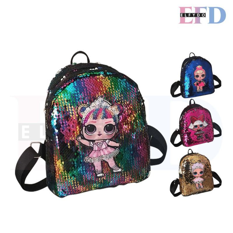 tas ransel sequin anak perempuan karaktet lol