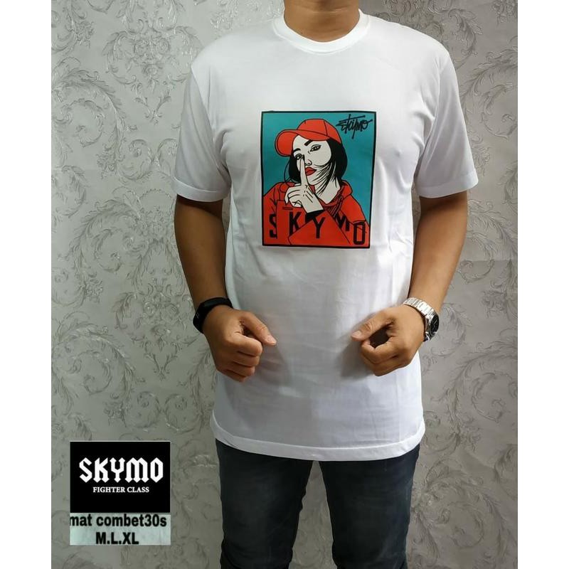 KAOS PUTIH SKYMO GAMBAR DISTRO