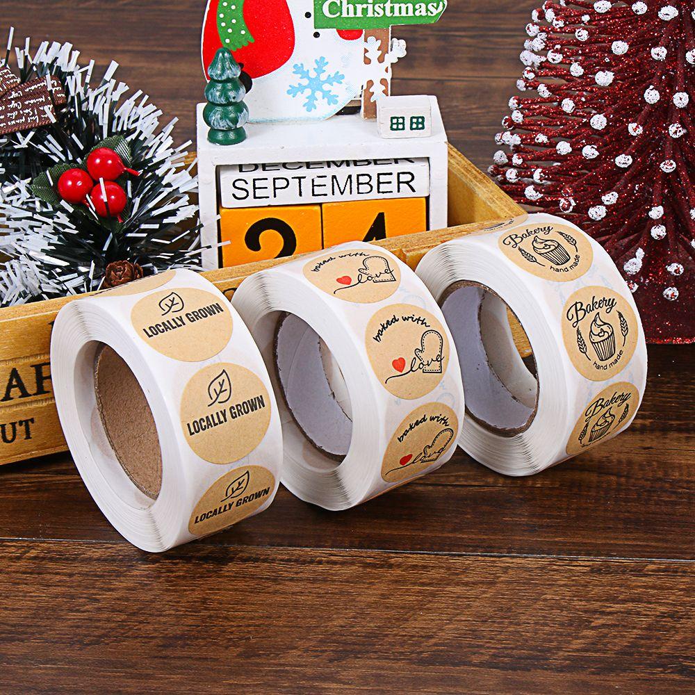 R-flower 500PCs/Roll Bakery Sticker Hadiah Dekor Perekat Label Seal Sticker Box Decor Label Untuk Makanan Panggang Kue Roti