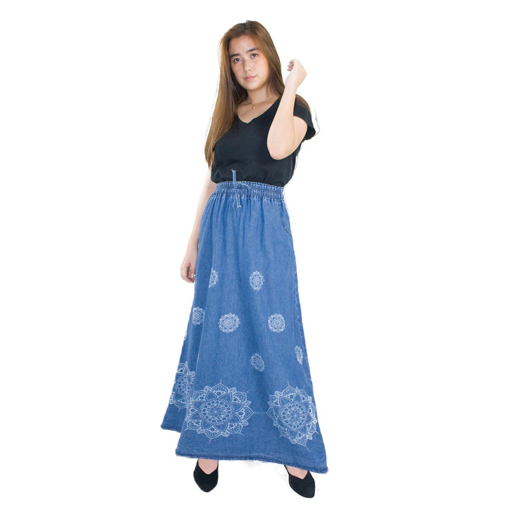 SB Collection Rok Maxi Shafa Panjang Longskirt Payung Casual Jeans Wanita