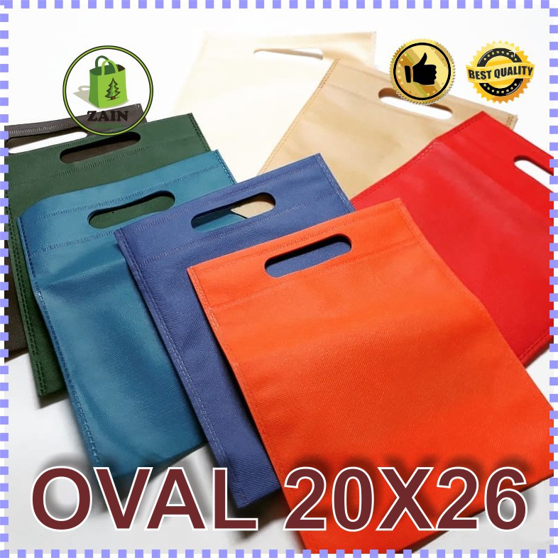 

20x25 cm Tas spunbond oval kain nonwoven furing press kantong bag goodie souvenir SVN220