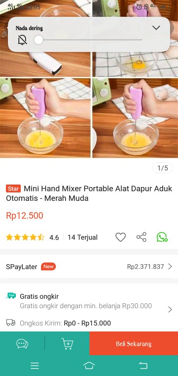 Mini Hand Mixer Portable Alat Dapur Aduk Otomatis - Merah Muda