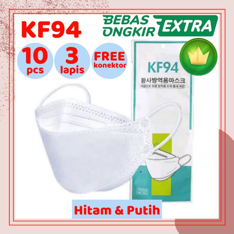 Masker KF94 Hitam Putih Warna Pastel 3D nyaman - premium face mask kn95 earloop