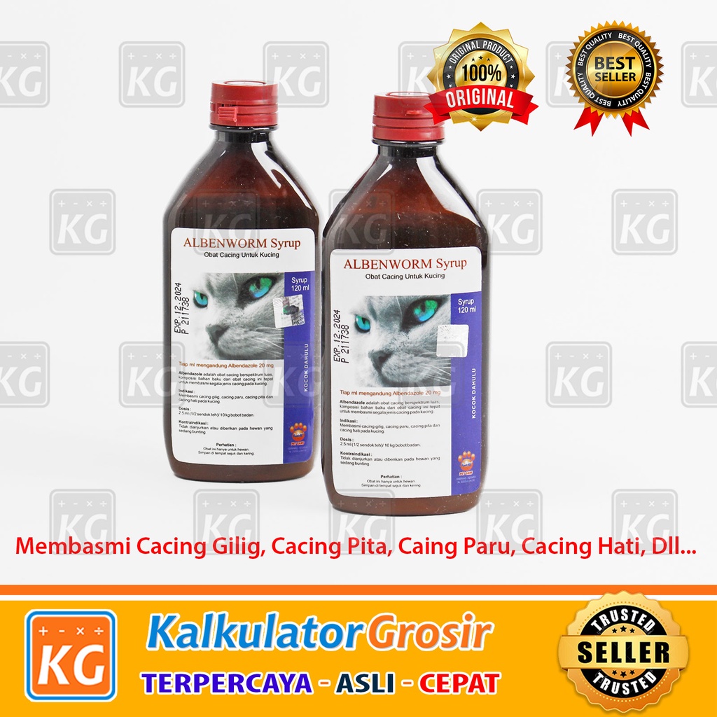 Albenworm Cat Syrup 120ml / Raid All / Obat Cacing Kucing Sirup / Pet / Hewan / Binatang Kucing Anjing Albenworm Dog Syrup