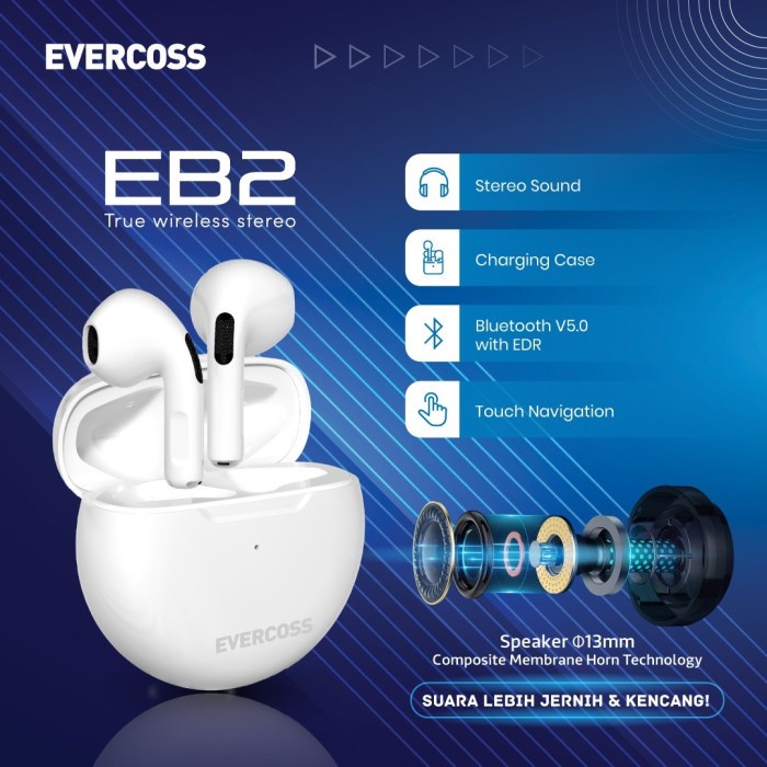 Evercoss EB2 TWS True Wireless Earphone Garansi Resmi