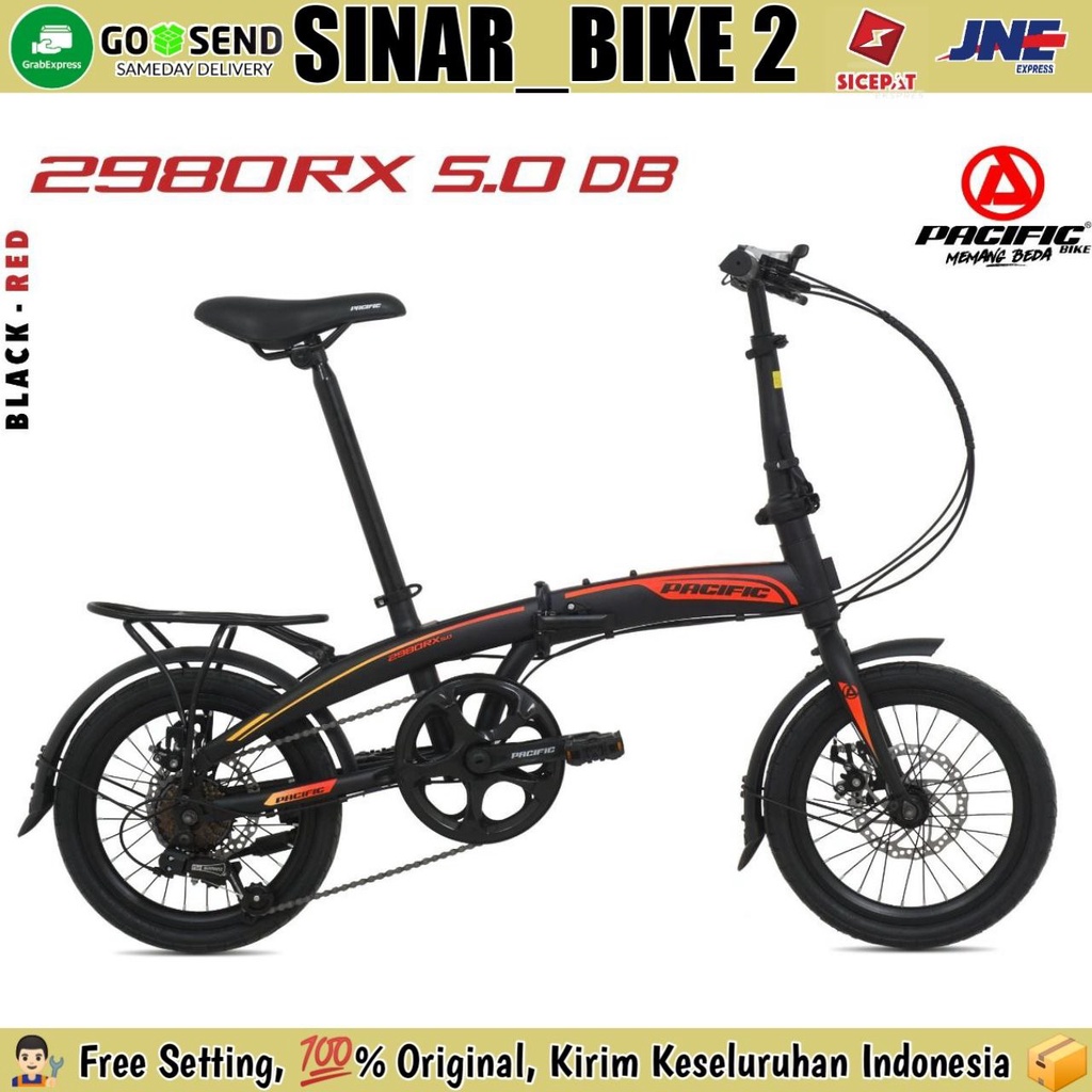 Sepeda Lipat 16 Inch PACIFIC 2980 RX 5.0 DB Shimano 7 Speed Double Cakram Garansi Resmi 5 Tahun