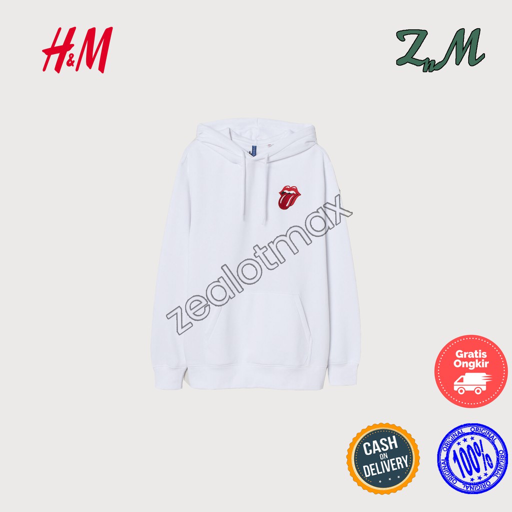 H&M OUTERWEAR HOODIE SWEATER HNM THE ROLLING STONES 'WHITE' ORIGINAL