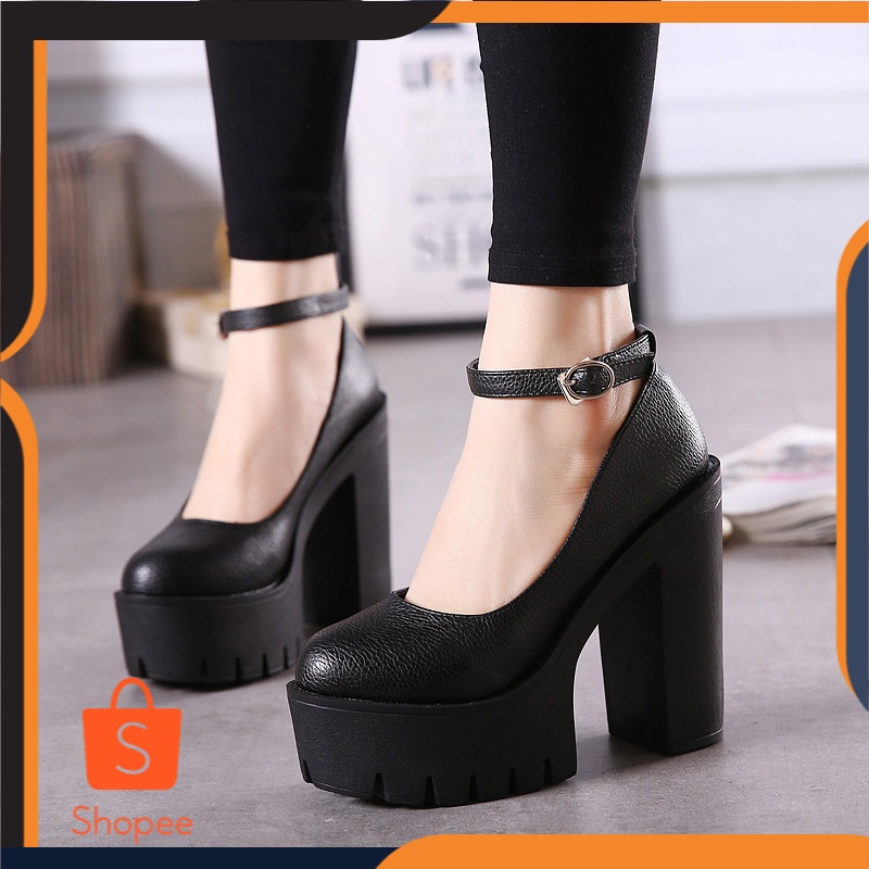 Super Tinggi Tumit Sepatu Wanita Tahap Model Pumps Tumit Tebal Klub Malam DJ Sepatu Kerja Sepatu  Ca
