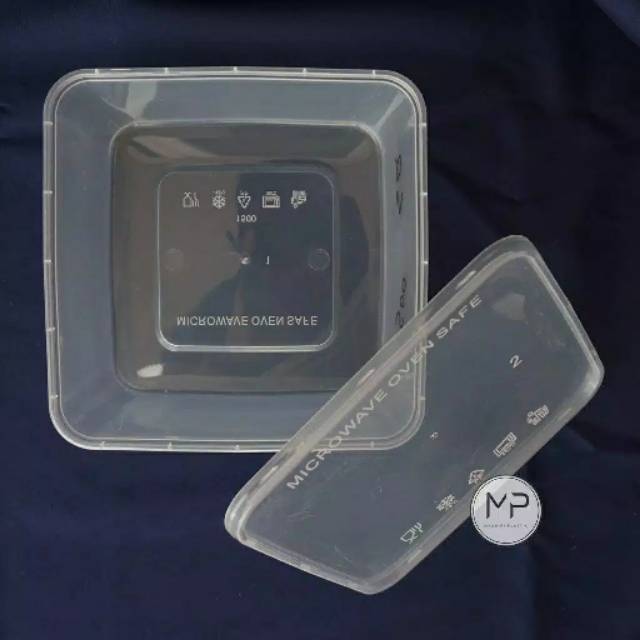 Kotak 1500ml isi 25 square bahan plastik twinwall microwave save, tahan panas dan dingin
