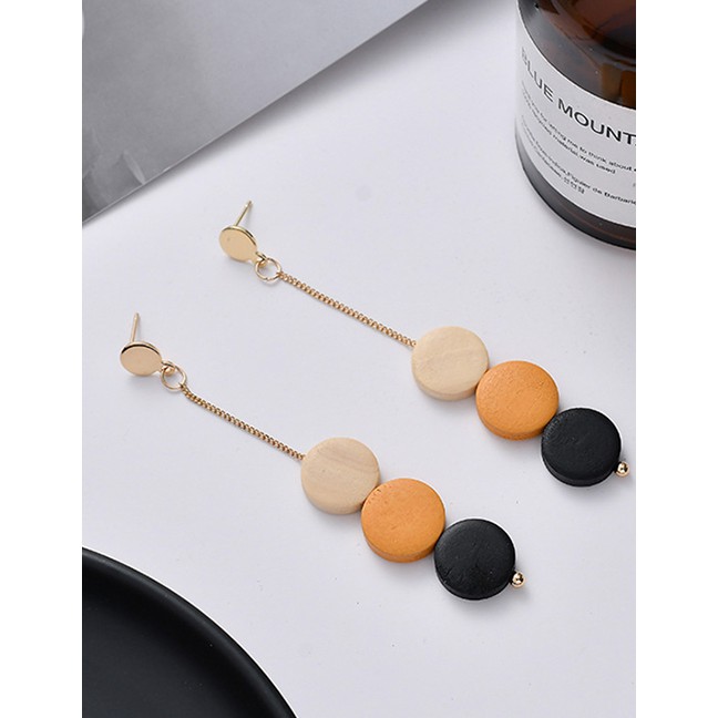 LRC Anting Tusuk Fashion Chain Wood Stitch Earrings D59768