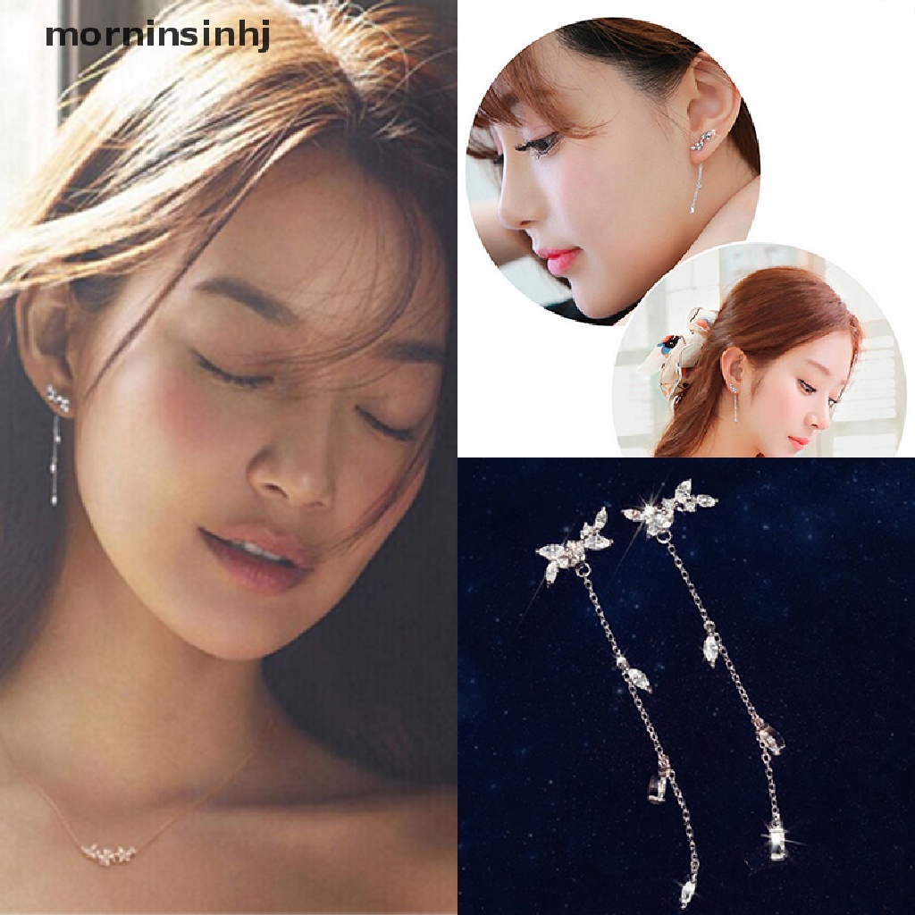 Mornin Anting Tusuk Gantung Desain Daunrumbai Gaya Korea Untuk Wanita