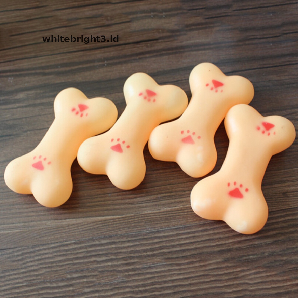 {whitebright3.id} New Pet Dog Puppy Chew Toy Soft Small Rubber Bone Squeaky Fun Toys Orange ,