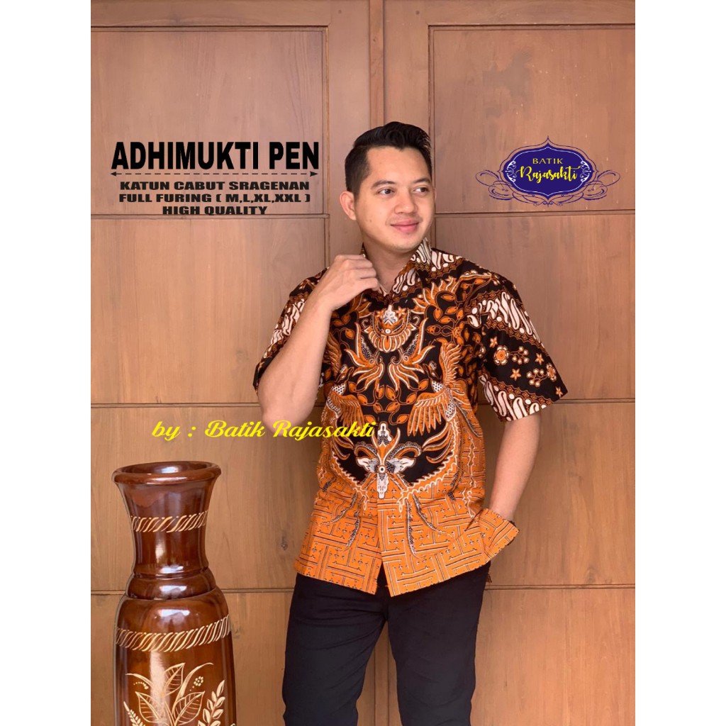 ADHIMUKTI SERI RAJASAKTI KEMEJA BATIK SOLO PRIA LENGAN PENDEK LAPIS FURING ATASAN BATIK PREMIUM MODERN KATUN HALUS BAHUWIRYA  BANAMITRA BANAMITRA PUTIH BANGSAWAN BAYU PUTRA BERLIAN BIRU BHARATAYUDA BIMASENA BIRENDRA BIRU INDAH BRAHMAKERTA BRAHMAKERTA MERA